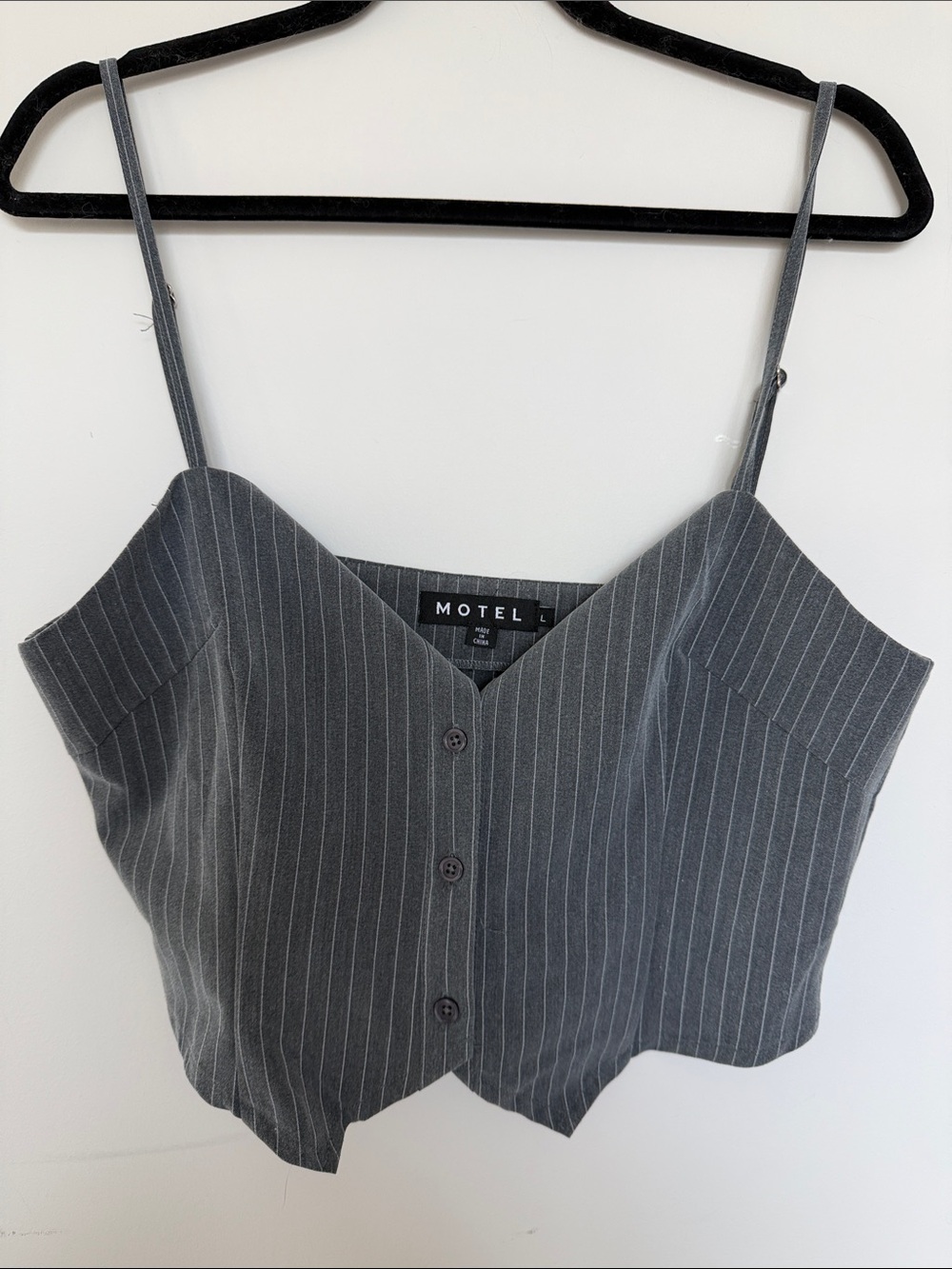 3/$45 Motel Rocks Gray Pinstripe Button-Front Cami